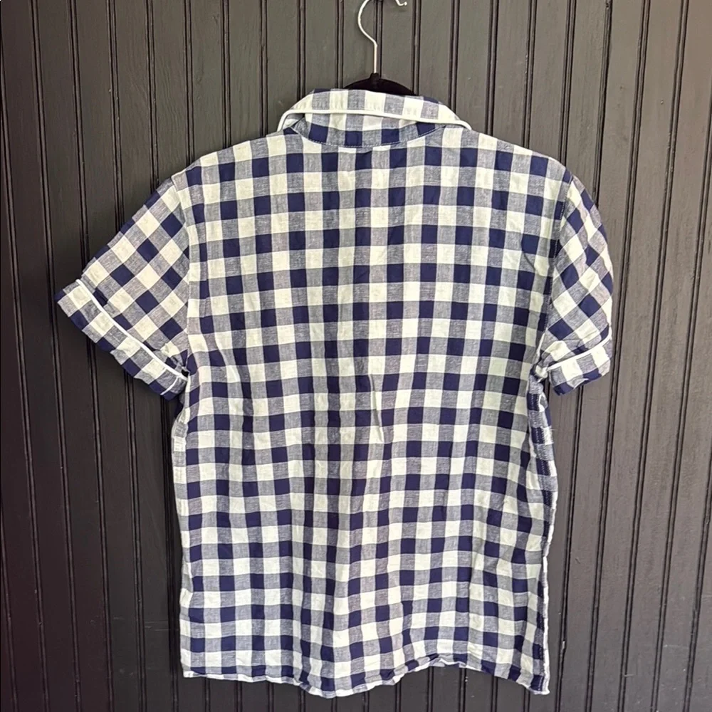 J. Crew Navy and White Plaid Pajama Shirt